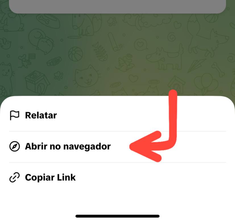 Opcao abrir no navegador destacada